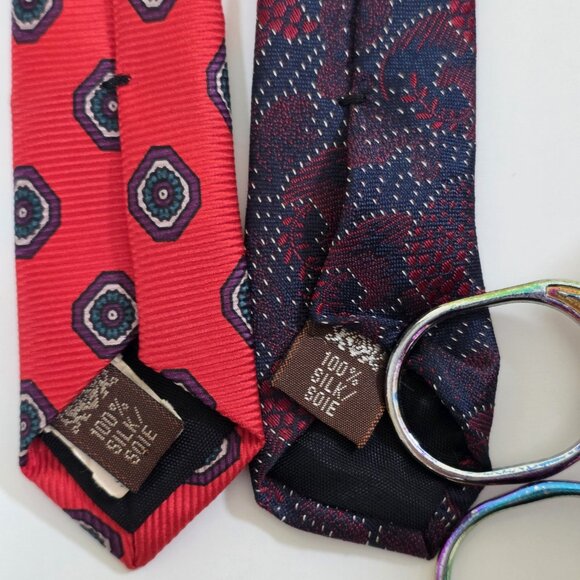 T.H. Ross Silk Tie Lot of 2 Italy AOP Geo Paisley Floral W3-3.75 L56.5-58" Boho - Picture 8 of 15